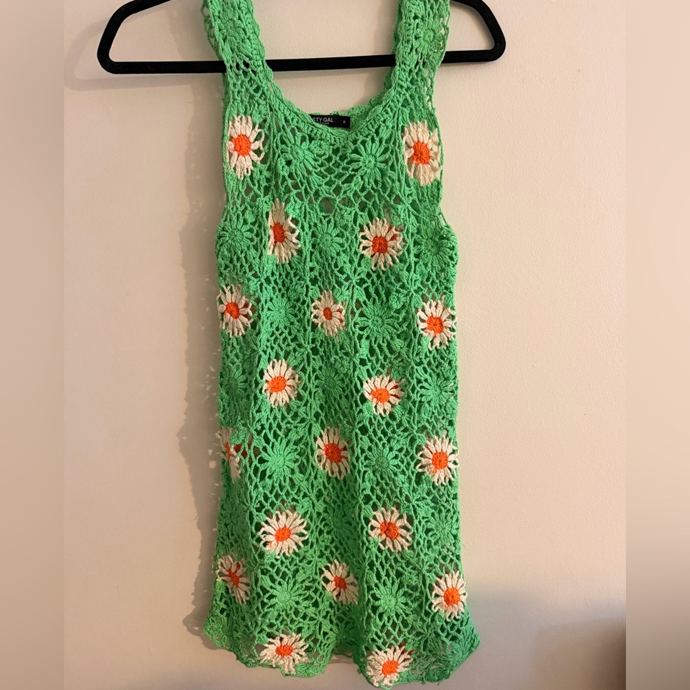 Nasty Gal Lime Crochet Floral dress